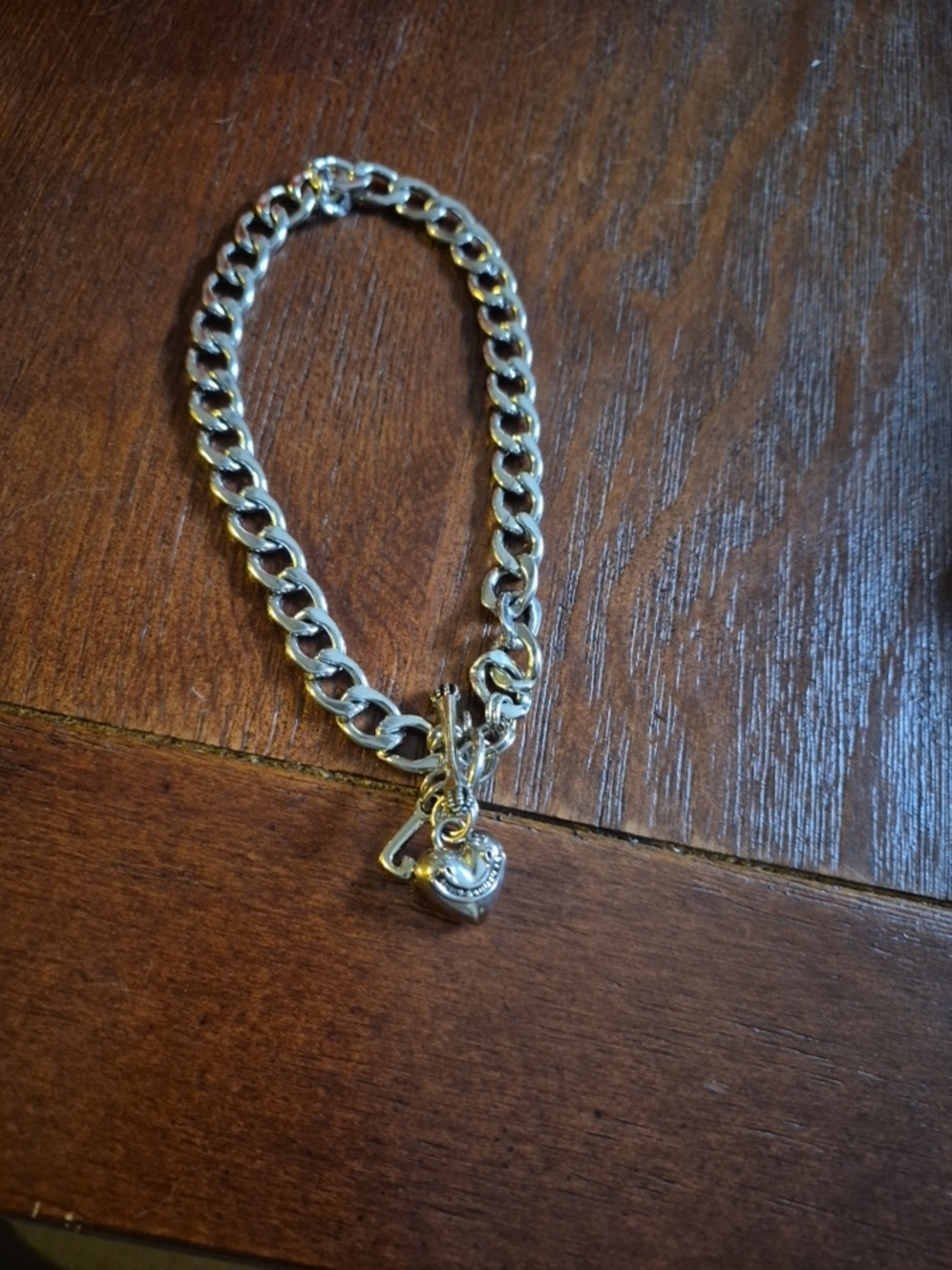 Juicy Couture Silver-Tone Chunky Chain Choke Necklace Or Double Hoop Bracelet